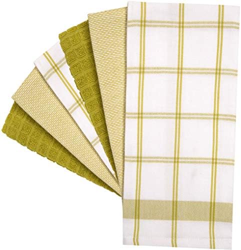 Premium Kitchen Towels 6 Pack 100% Cotton, 20"x28" Dish Towels Lime Check - Image 4