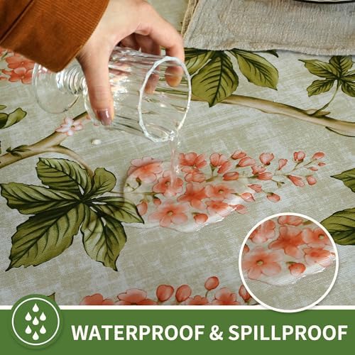 Square Table Cloth,100% Waterproof Tablecloth Oil Proof Spill Proof Vinyl Table Cloth, Wipe Clean Plastic Table Cover for Dining, Camping, Indoor and Outdoor 54" x 54",Flower - Image 2