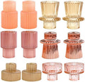 Pink Candlestick Holders 12PCS Ribbed Glass Taper Candle Holders Set for Tealight Candlestick Candles, Table Centerpieces for Weddings Christmas Home Decor Indoor and Outdoor by Unknown