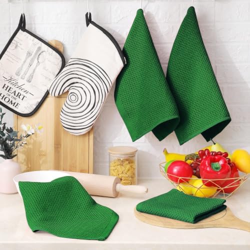 Homaxy 100% Cotton Waffle Weave Kitchen Dish Cloths 6-Pack, Forest - Image 6