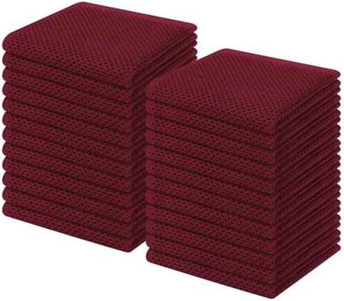 Homaxy 100% Cotton Waffle Weave Kitchen Dish Cloths 24-Pack, Burgundy by Homaxy