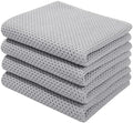 Homaxy 100% Cotton Waffle Weave Kitchen Dish Towels 4-Pack, Light Gray by Homaxy