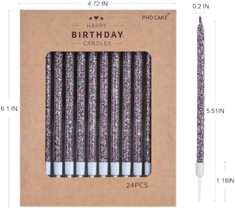 PHD CAKE Starry Sky Glitter Long Thin Metallic Birthday Candles, Cake Candles, Birthday Parties, Wedding Decorations, Party Candles - Image 5