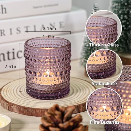 SUPMIND 24pcs Purple Glass Votive Candle Holders Bulk for Wedding - Image 2