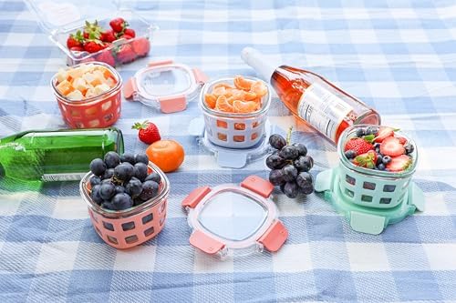 Ello Duraglass 2 Cup Glass Storage Containers with Lids, 4 Pack, Melon - Image 2