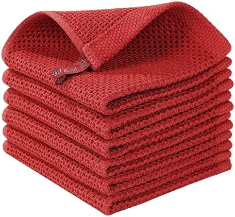 Homaxy 100% Cotton Waffle Weave Kitchen Dish Cloths 6-Pack, Brick Red by Homaxy