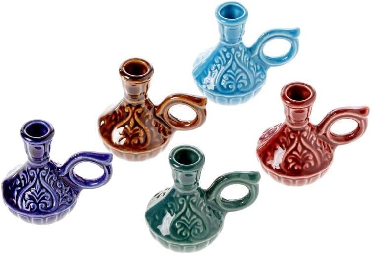 Set of 2 Ceramic Candleholders for Danilovo Slim Taper Candles, Orthodox Candleholders, for Candles up to Diameter 2/5 Inches (Blue) - Image 3