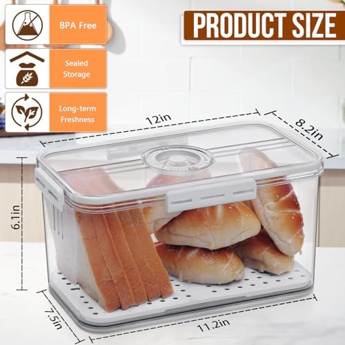 Gifhomfix Bread Box Bread Boxes for Kitchen Counter Airtight, Time Recording Bread Storage Container with Lid, Bread Keeper for Homemade Bread, Toast, Bagel, Donut and Cookies, LARGE White - Image 2