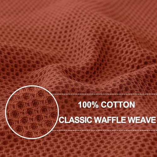Homaxy 100% Cotton Oversized Waffle Weave Kitchen Towels 6-Pack, Rust - Image 2