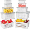 Dayacoco Fruit Storage Containers for Fridge 8 Pcs with Drain Basket by Dayacoco