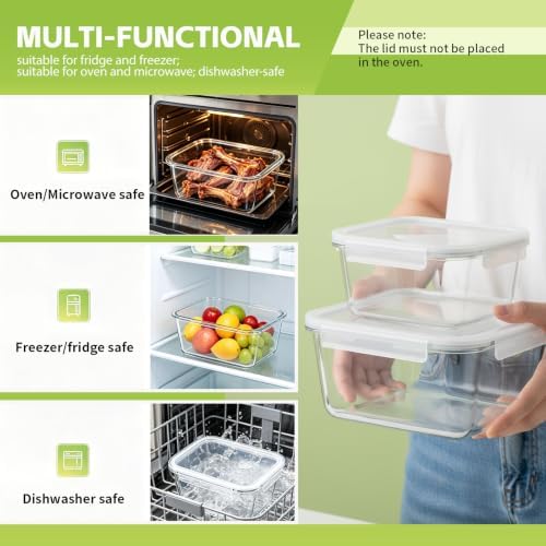 Extra Large Glass Storage Containers with Lids, 85oz & 22oz 4 Pack - Image 4