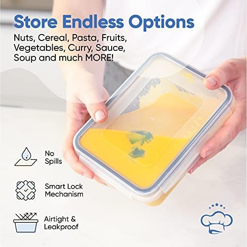 Chef's Path 32 Piece Airtight Food Storage Containers with Easy Snap Lids, 16 Containers and Lids, Stackable Kitchen and Pantry Canisters for Meal Prep and Food Storage - Transparent - Image 3