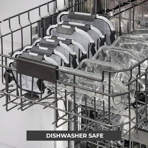 Freshware Glass Storage Containers with Lids, 24 Pieces, 12 Containers with 12 Lids, Glass Meal Prep Container for Lunch, Food Storage Containers, Leak Proof, Freezer Safe, Grey - Image 6