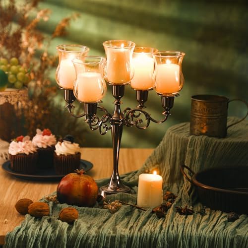 VIHOSE Bulk Set of 6 Clear Peg Votive Holders with Rubber Gasket 3.5" Glass Wholesale Candelabra Hurricane Glass Shades Votive Candleholder Cups for Modern Contemporary Home Decor - Image 4
