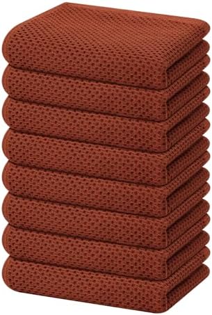 Homaxy 100% Cotton Waffle Weave Kitchen Dish Towels 8-Pack, Rust by Homaxy