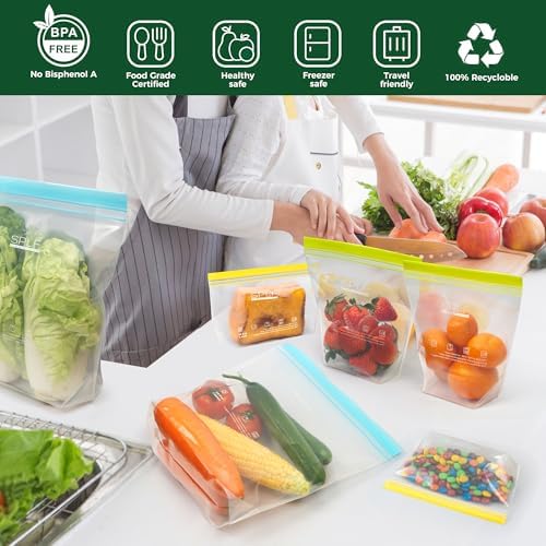 SPLF 24 Pack Reusable Food Storage Bags Dishwasher Microwave Safe - Image 2