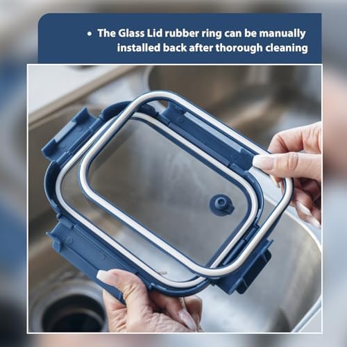 GENICOOK Glass Meal Prep Containers 5-Set With Glass Lids & Steam Vent, 35 Oz / 4.4 Cups Leakproof Airtight Food Storage Containers, Borosilicate Glass, Microwave And Dishwasher Safe, Bpa-Free - Image 6