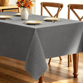 Decorelia Faux Linen Farmhouse Table Cloth 60"x84" for 4-6 ft Rectangle Table, Dark Grey Waterproof Outdoor Washable Cloth Tablecloth for Rectangular Dining Room Kitchen Outdoor Party Restaurant Decor by Decorelia