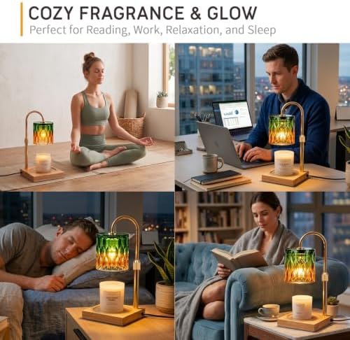 TOACSUCP Candle Warmer Lamp with 3 Bulbs, Adjustable Height Dimmable Candle Warmer with Timer, Compatible with Large Jar Candles, Candle Lamp with Charming Gift Box Ribbon for Her/Him (Green Orange) - Image 4