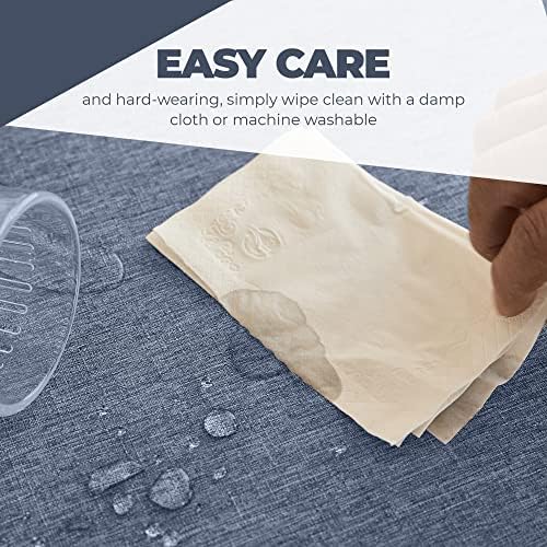 Decorelia Faux Linen Square Tablecloth for Dining Room,Waterproof Texture Decorative Farmhouse Rustic Table Cloth for Indoor Outdoor Party Holiday Banquet Picnics Patio,52x52 Inch (Square),Denim Blue - Image 5