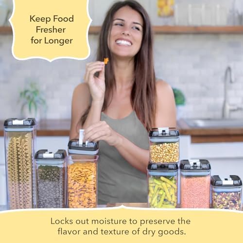 Simply Gourmet Airtight Food Storage Containers with Lids – 6 Piece Slim Kitchen Pantry Organization Set, 5 Cup Capacity, BPA-Free Clear Plastic, Stackable Containers for Flour, Sugar, Rice, Snacks - Image 2
