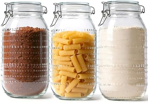 ComSaf Tall Glass Pantry Jars with Airtight Lids 71 oz 3 Pack Wide Mouth by ComSaf