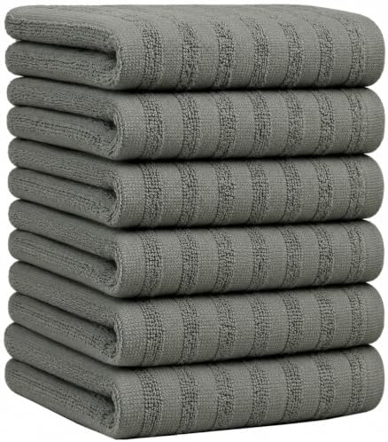 Premium Kitchen Towels 6 Pack 100% Cotton, 20"x28" - Anthracite Solid - Image 3
