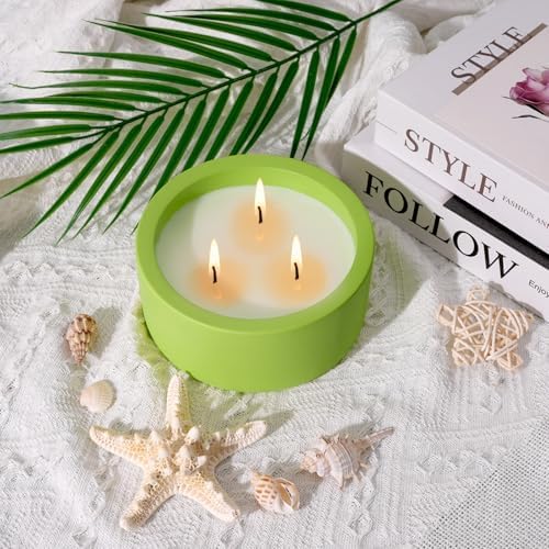 Viyffo Large Citronella & Lemon Candle Outdoor, 3 Wick 20oz Scented Candle Indoor, Non Toxic Soy, Green Ceramic Jar for Patio, Deck, Garden, Backyard & Camping, Home Fragrance, Décor & Gift - Image 3
