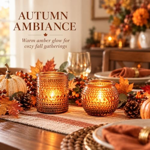 36 Pack Votive Candle Holders, Amber Candle Holders for Fall Centerpiece - Image 2