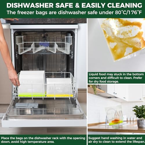 SPLF 12 Pack Reusable Gallon Freezer Bags Dishwasher Microwave Safe - Image 6
