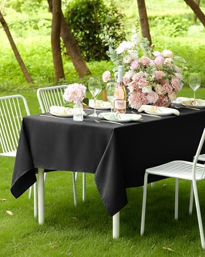 Pureegg Rectangle Linen Tablecloth Waterproof & Stain Resistant, Wrinkle-Free Table Cloth Adds Elegance and Protection, Ideal for Dining, Party, Wedding and Outdoor, 52 x 70 Inch, Black - Image 7