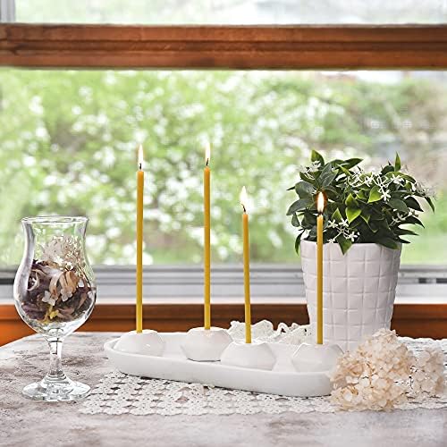 Set of 2 Small White Ceramic Candleholders for Votprof Slim Taper Candles, Durable, Modern Design - Image 2