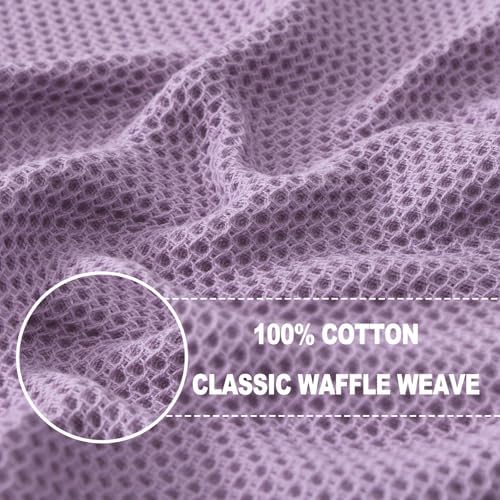 Homaxy 100% Cotton Waffle Weave Kitchen Dish Cloths 6-Pack, Lavender - Image 2