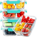 KOMUEE Glass Meal Prep Containers 3 Compartments, 5 Pack 36 oz, Green by KOMUEEUS