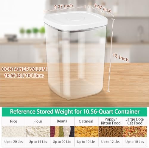 TBMAXS Airtight Rice Container 20 Lbs, Clear PET Plastic Food Storage Container Bin For Flour Sugar, Dry Food Holder with Easy Locking Lid for Kitchen Pantry Organization and Storage - Image 2