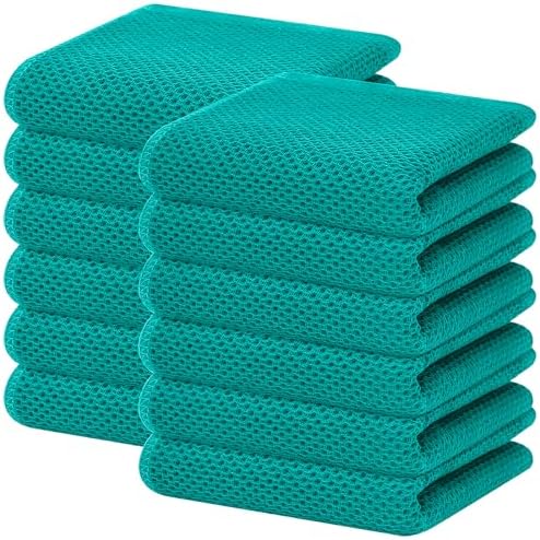Homaxy 100% Cotton Waffle Weave Kitchen Dish Towels 12-Pack, Teal by Homaxy