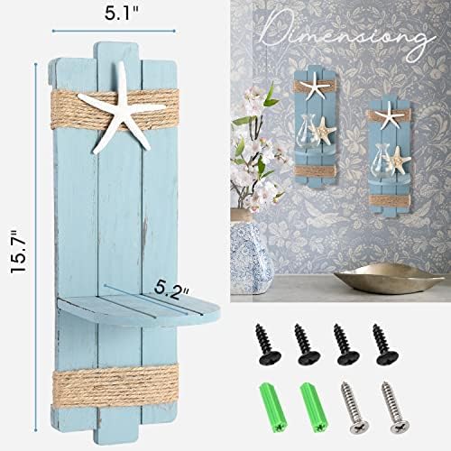 SOMTO Beach Starfish Wall Candle Sconces Decor,Ocean Themed Wall-Mount Candle Holders, Coastal Farmhouse Nautical Rustic Decorations for Bathroom, Living Room, Dining Room and Office, Set of 2 - Image 3