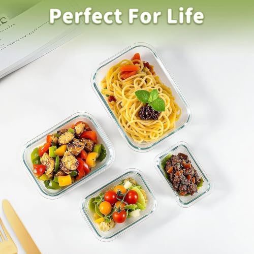 8 Pack Glass Food Storage Containers with Snap Locking Lids for Meal Prep - Image 6
