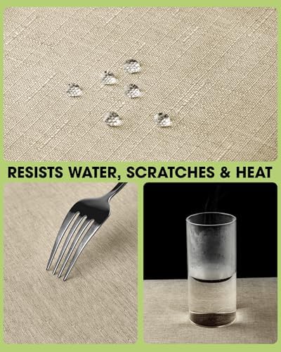 Pureegg Table Cloth for Round Tables - Elegant Linen Beige Tablecloth Resists Water, Stain, Wrinkle and Heat, Ideal for Dining, Party, Birthday and Wedding, 60 Inch - Image 3