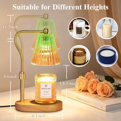 seenlast Green Gold Candle Warmer Lamp with Timer Dimmer Adjustable Height,Mothers Day Gifts,Electric Wax Warmer Vintage Home Decor for Scented Jar Candles,Birthday Gifts for Women - Image 3