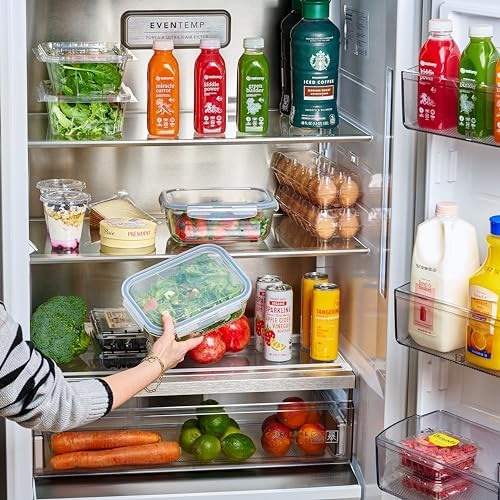 4pc Set - 8 Cup/64oz Large Glass Food Storage Containers with Lids Airtight Meal Prep Container with Lid Lock - Freezer Microwave & Oven Safe Clear Lunch Bowl Stackable Baking Pantry Organizer (2Pack) - Image 2