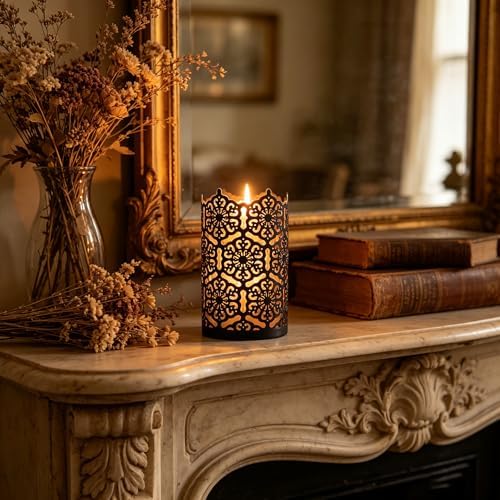 Hosley 7 Inch High Cut Bronze LED Votive Tealight Holder Lantern Intricate Floral Design for Timeless Elegance and Cozy Illumination in Stylish Home D cor Elevate Your Ambiance - Image 7