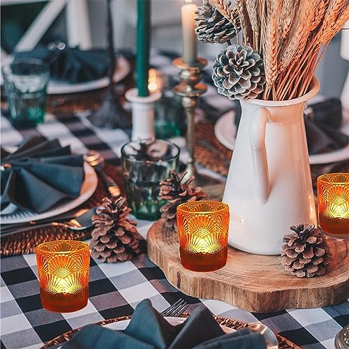 Woho 24pcs Amber Votive Candle Holder, Vintage Tealight Candle Holder Decor - Image 5