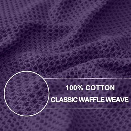 Homaxy 100% Cotton Waffle Weave Kitchen Dish Cloths 24-Pack, Eggplant - Image 2