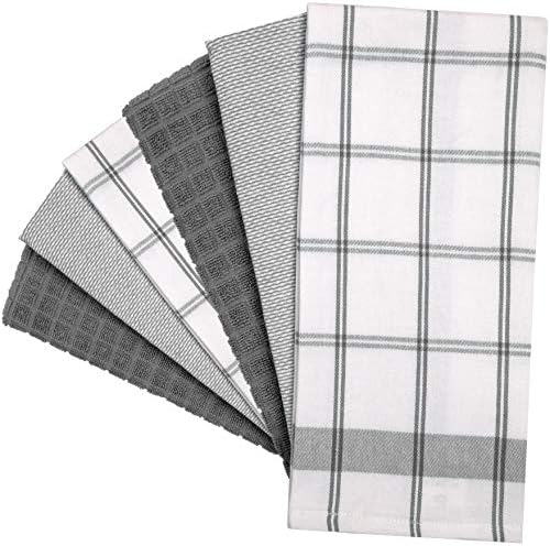 Premium Kitchen Towels 6 Pack 100% Cotton, 20"x28" Dish Towels - Grey Check - Image 4