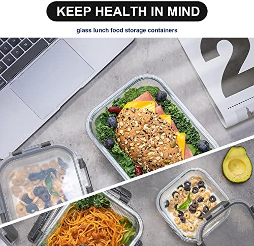 coccot Glass Food Storage Containers with Lids Airtight, Glass Meal Prep Containers for Lunch Food, Container Set, Easy to Open& Close/Microwave,Oven,Freezer,Dishwasher Safe/Leak-Proof（20 Pieces） - Image 6