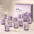 LETINE 48pcs Purple Votive Candle Holders – Glass Tea Light Candles Holder, Standard Votive Size for Regular Votive Candles– Bulk Candle Holder for Party Decoration, Bridal Shower, Home Decor by LETINE