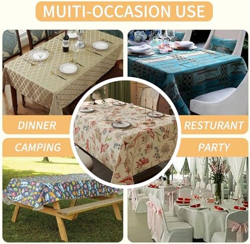 Rectangle Table Cloth,100% Waterproof Tablecloth Oil Proof Spill Proof Vinyl Table Cloth, Wipe Clean Plastic Table Cover for Dining, Camping, Indoor and Outdoor 54" x 120",Songbird - Image 6
