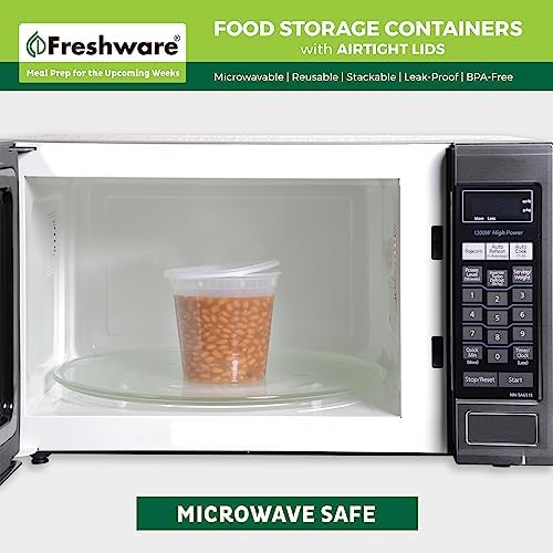 Freshware Food Storage Container 24 oz Plastic Deli Containers with Lids, Slime, Soup, Meal Prep Containers, BPA Free, Stackable, Leakproof, Microwave/Dishwasher/Freezer Safe, 48 Sets (Pack of 8) - Image 5