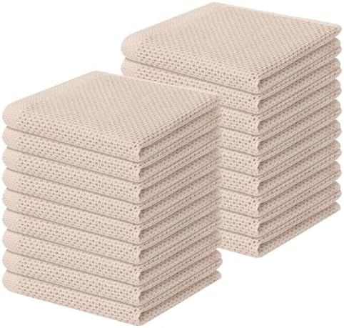Homaxy 100% Cotton Waffle Weave Kitchen Dish Cloths 18-Pack, Beige by Homaxy
